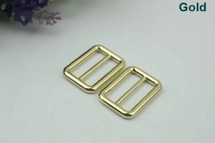 10pcs Strap Slider Bag Hardware Rectangle Double Loop Metal Buckle Adjuster Gold White Silver Gunmetal Bronze Purse Handbag Making 32x20mm