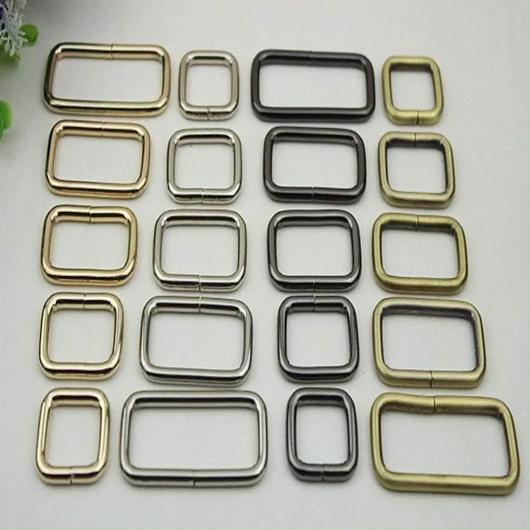 10pcs Strap Sliders Bag Hardware Square Rectangle Single Loop Metal Buckle Adjuster Gold Silver Bronze Gunmetal Purse Handbag Making Bulk