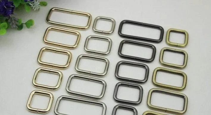 10pcs Strap Sliders Bag Hardware Square Rectangle Single Loop Metal Buckle Adjuster Gold Silver Bronze Gunmetal Purse Handbag Making Bulk