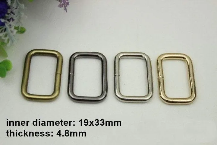 10pcs Strap Sliders Bag Hardware Square Rectangle Single Loop Metal Buckle Adjuster Gold Silver Bronze Gunmetal Purse Handbag Making Bulk