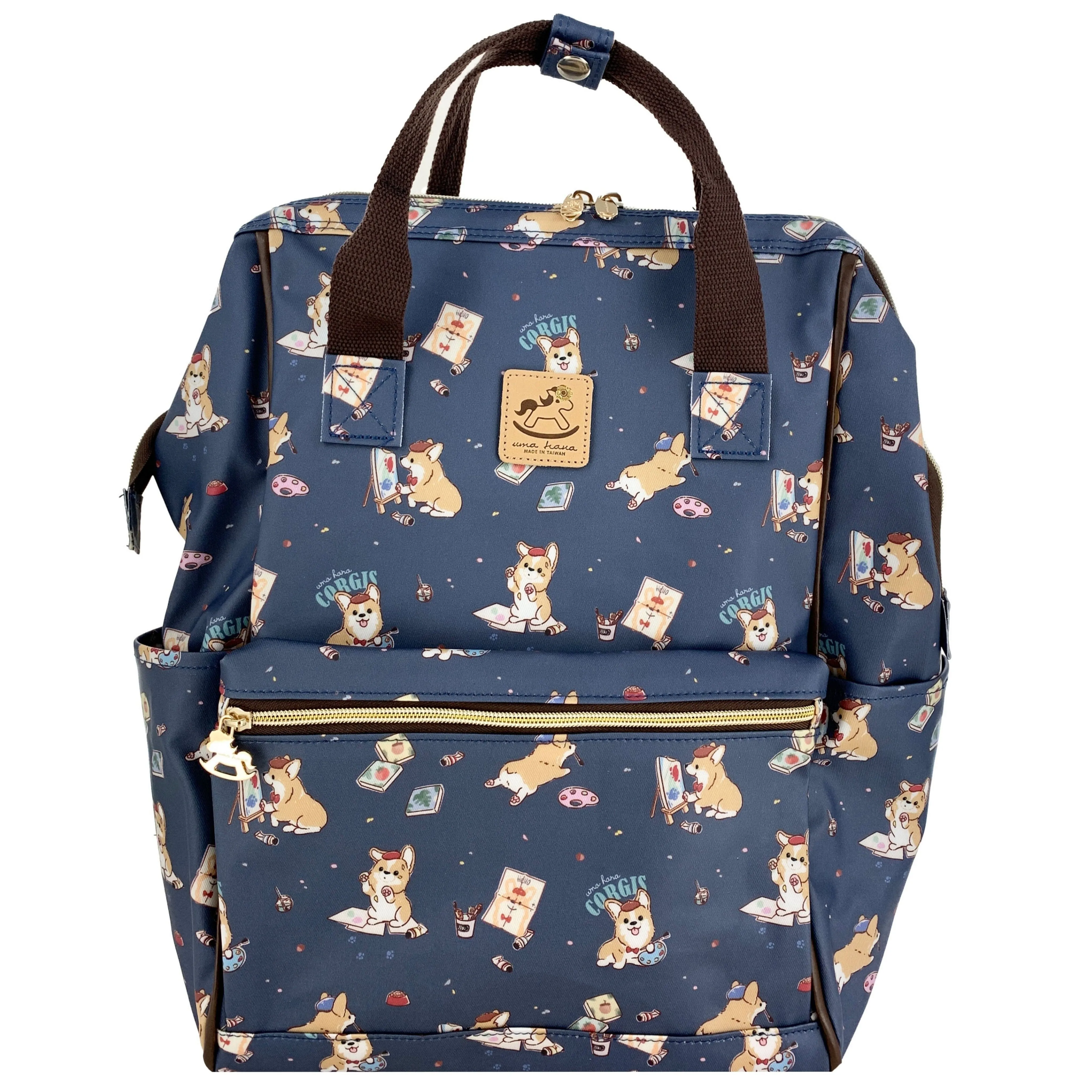 Blue Color Me Corgi Large Opening Backpack