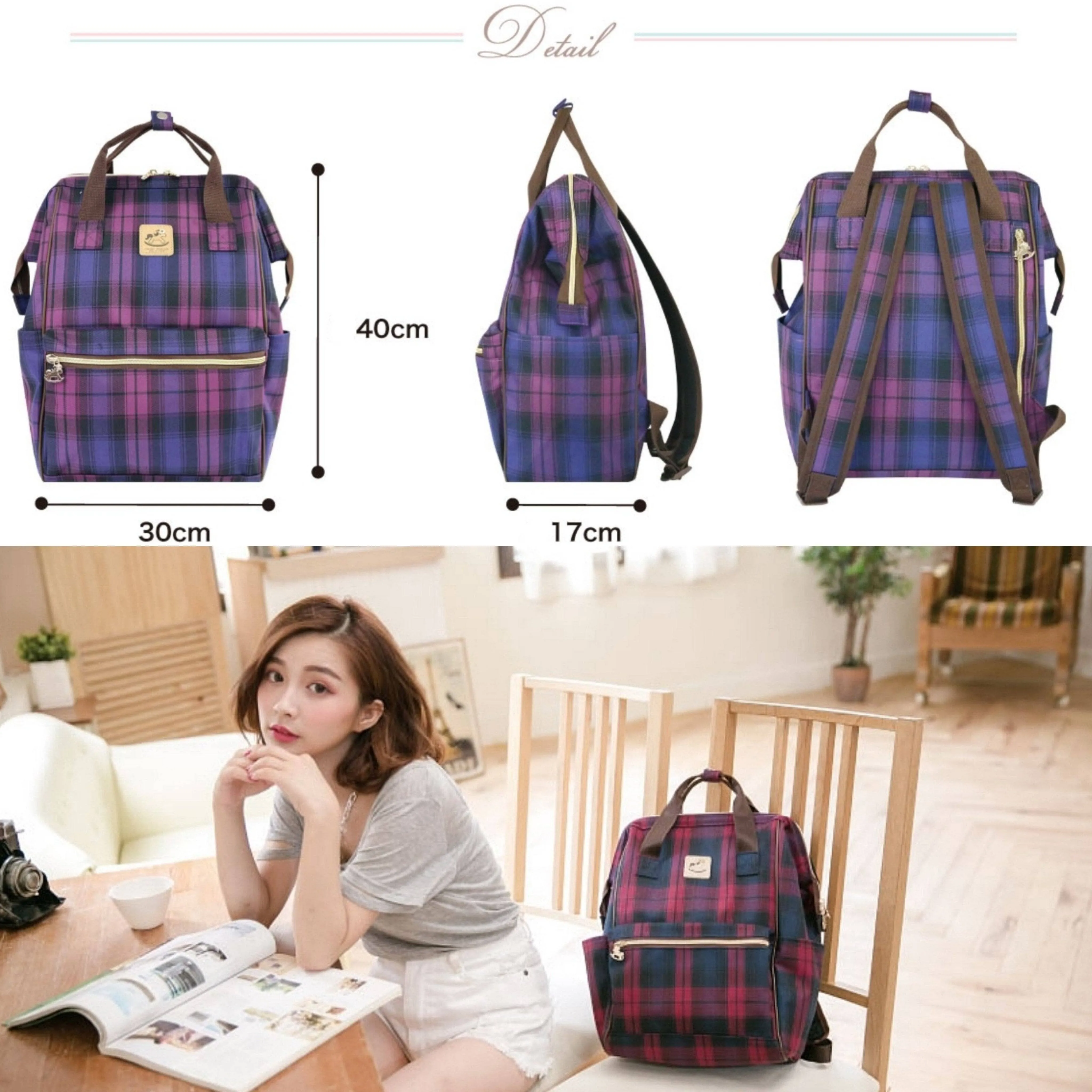 Blue Color Me Corgi Large Opening Backpack