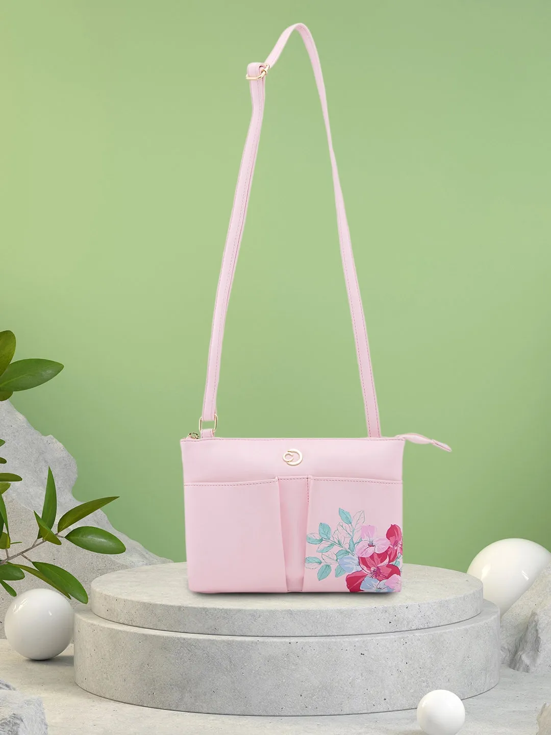 Caprese Shanaya Sling Medium Womens Handbag Pink