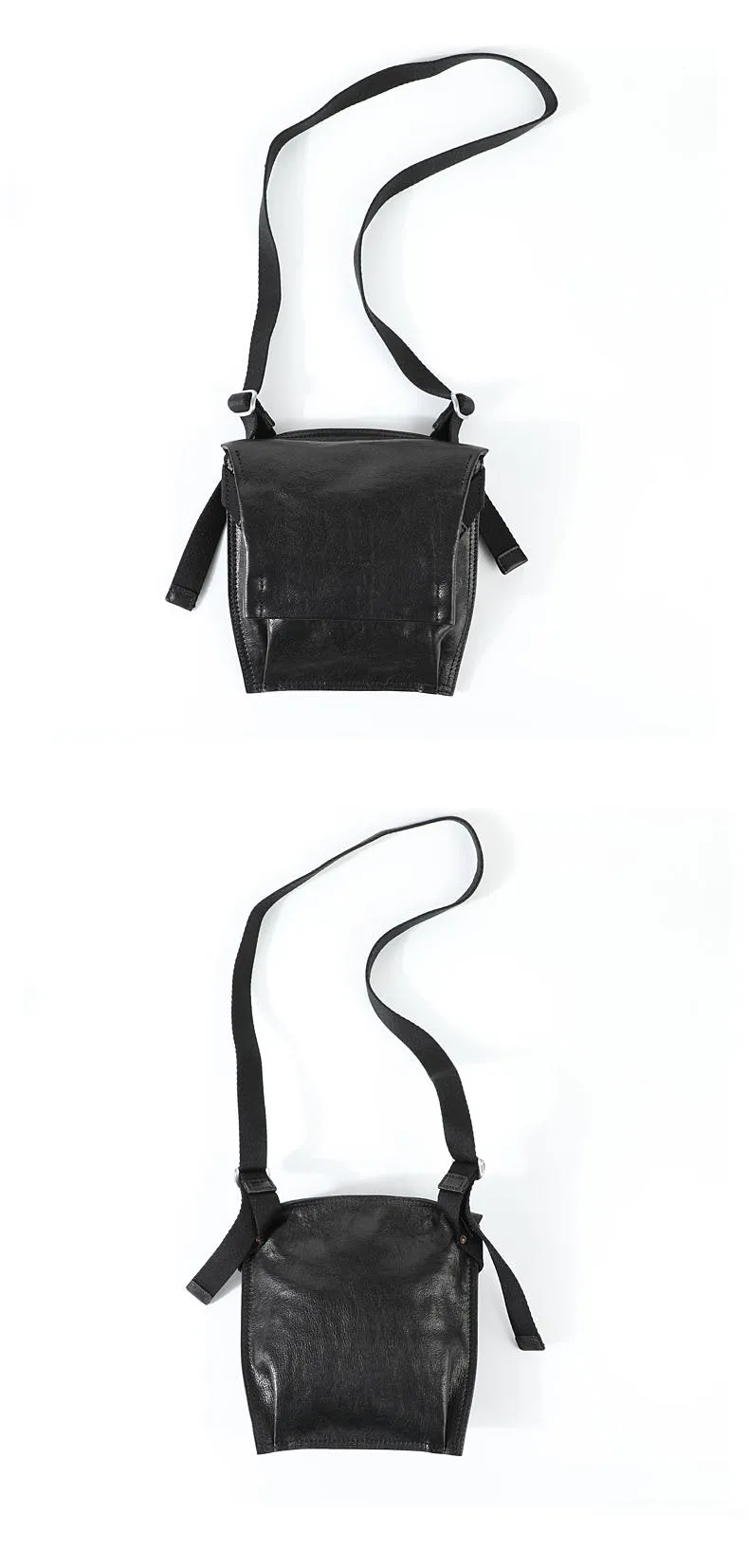 Casual Black Leather Mens Vertical Side Bag Messenger Bag Cool Brown Postman Bag Courier Bag for Men