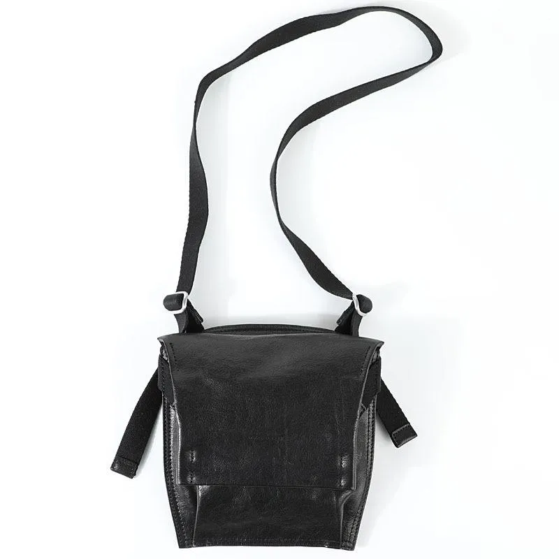 Casual Black Leather Mens Vertical Side Bag Messenger Bag Cool Brown Postman Bag Courier Bag for Men