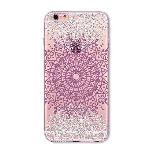 Colorful Paisley / Mandala Clear Silicone Soft Cover Case - iPhone 7/6/6S/7lus/6Plus/6sPlus
