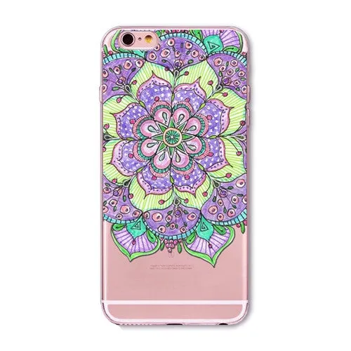 Colorful Paisley / Mandala Clear Silicone Soft Cover Case - iPhone 7/6/6S/7lus/6Plus/6sPlus