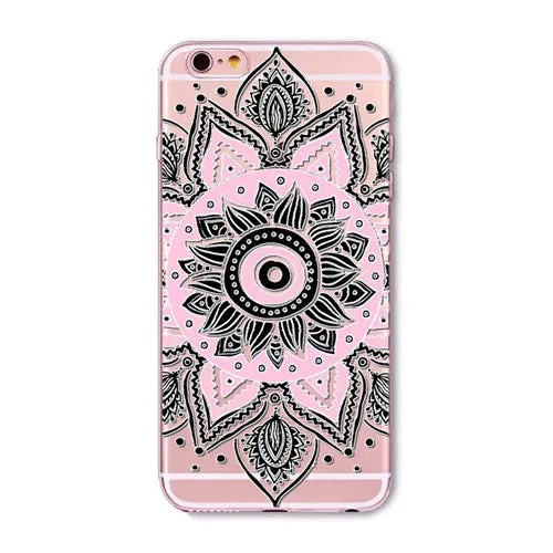 Colorful Paisley / Mandala Clear Silicone Soft Cover Case - iPhone 7/6/6S/7lus/6Plus/6sPlus