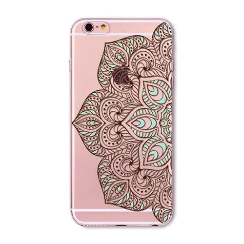 Colorful Paisley / Mandala Clear Silicone Soft Cover Case - iPhone 7/6/6S/7lus/6Plus/6sPlus
