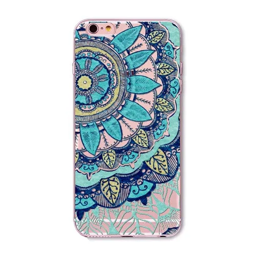 Colorful Paisley / Mandala Clear Silicone Soft Cover Case - iPhone 7/6/6S/7lus/6Plus/6sPlus