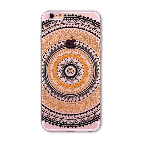 Colorful Paisley / Mandala Clear Silicone Soft Cover Case - iPhone 7/6/6S/7lus/6Plus/6sPlus