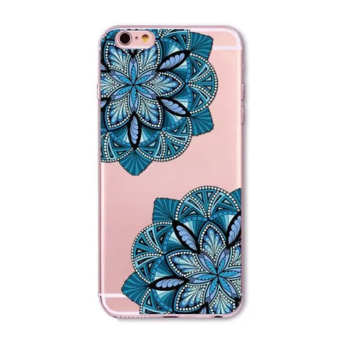 Colorful Paisley / Mandala Clear Silicone Soft Cover Case - iPhone 7/6/6S/7lus/6Plus/6sPlus