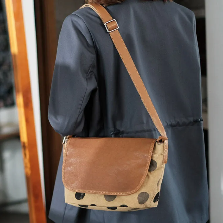 Cute Womens Leather Canvas Satchel Shoulder Bag Crossbody Bags for Ladies