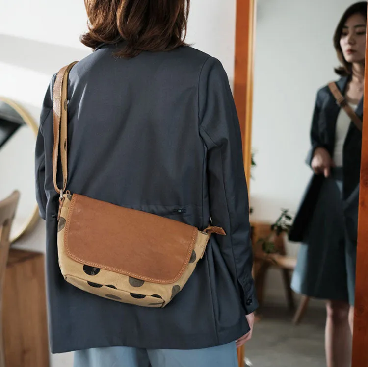 Cute Womens Leather Canvas Satchel Shoulder Bag Crossbody Bags for Ladies