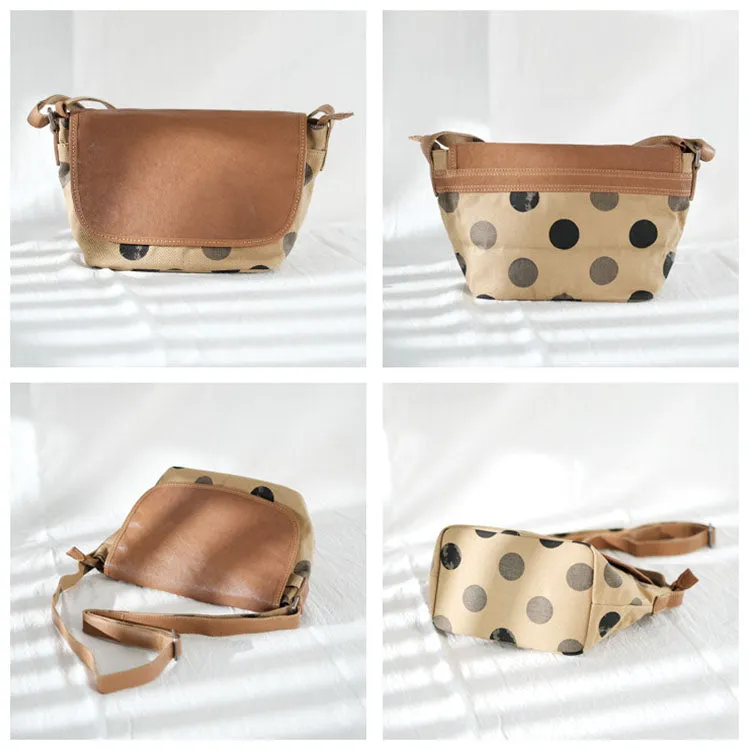 Cute Womens Leather Canvas Satchel Shoulder Bag Crossbody Bags for Ladies