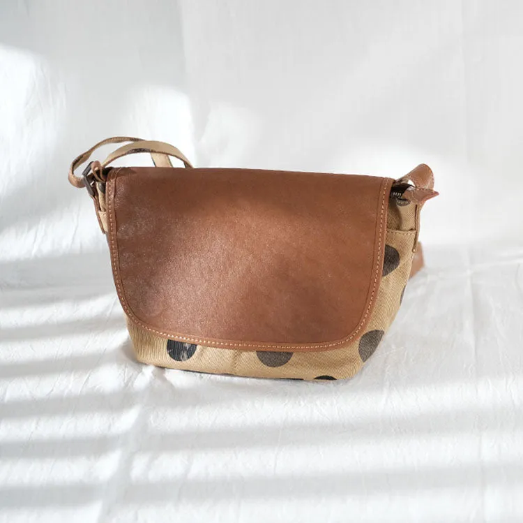 Cute Womens Leather Canvas Satchel Shoulder Bag Crossbody Bags for Ladies