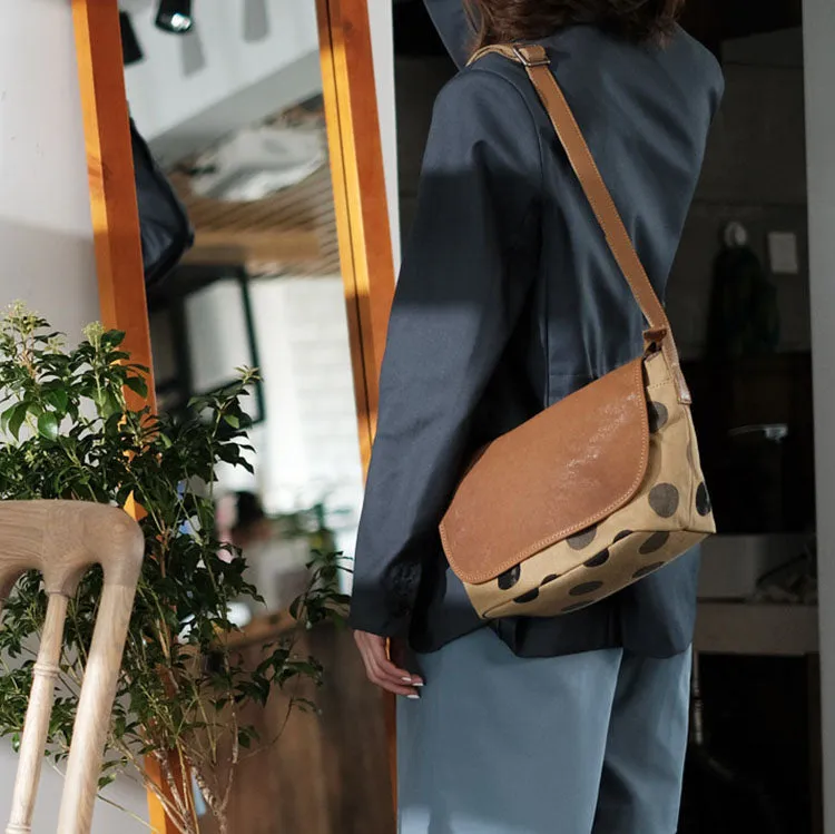 Cute Womens Leather Canvas Satchel Shoulder Bag Crossbody Bags for Ladies