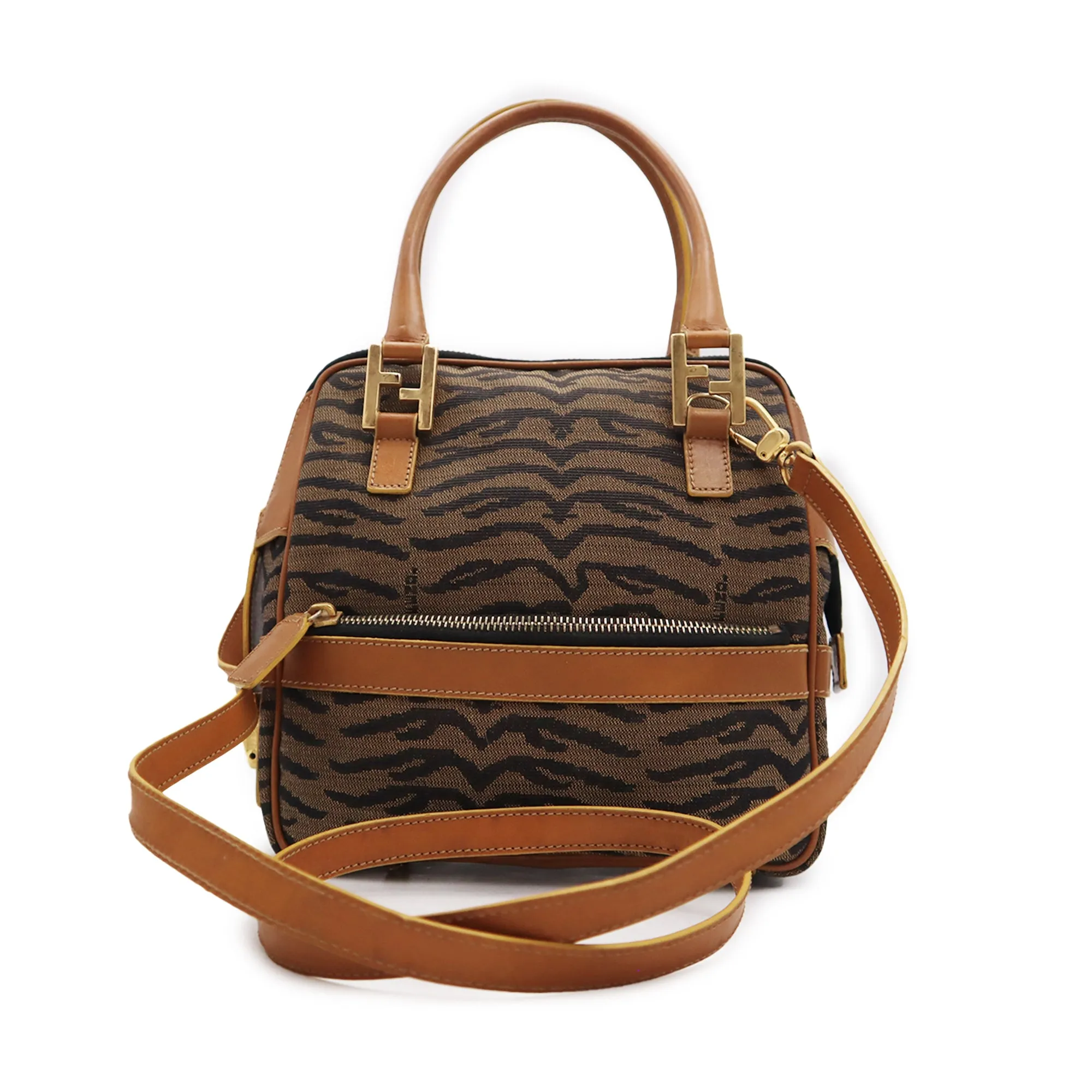 Fendi Zebra Canvas Handbag