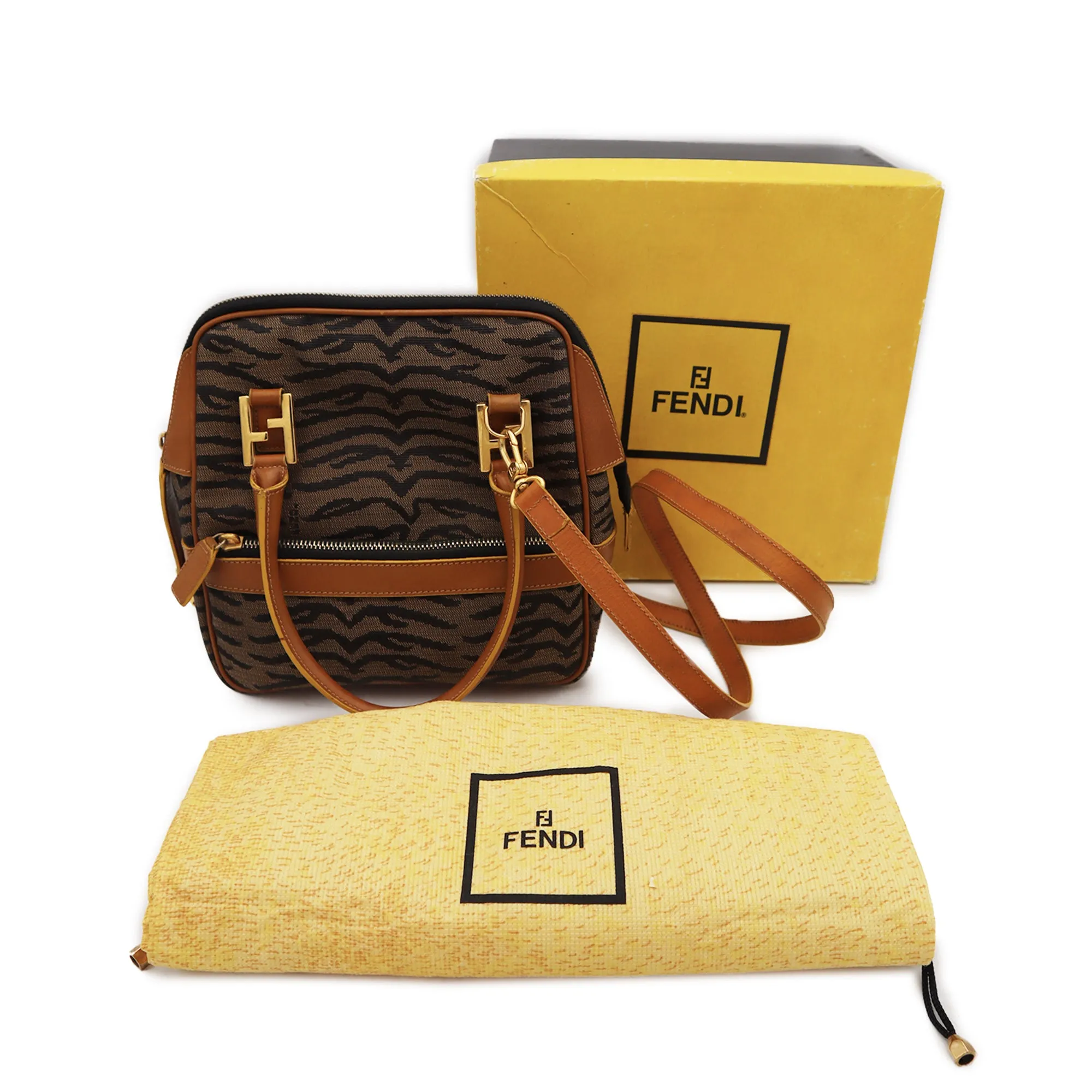Fendi Zebra Canvas Handbag