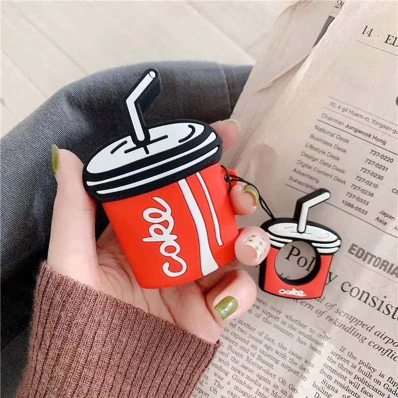 Food Family Bucket Hamburg French Fries Chicken Nuggets Cookies Case for AirPods 1 2 Box Soft Silicone Earphone Protect Cover