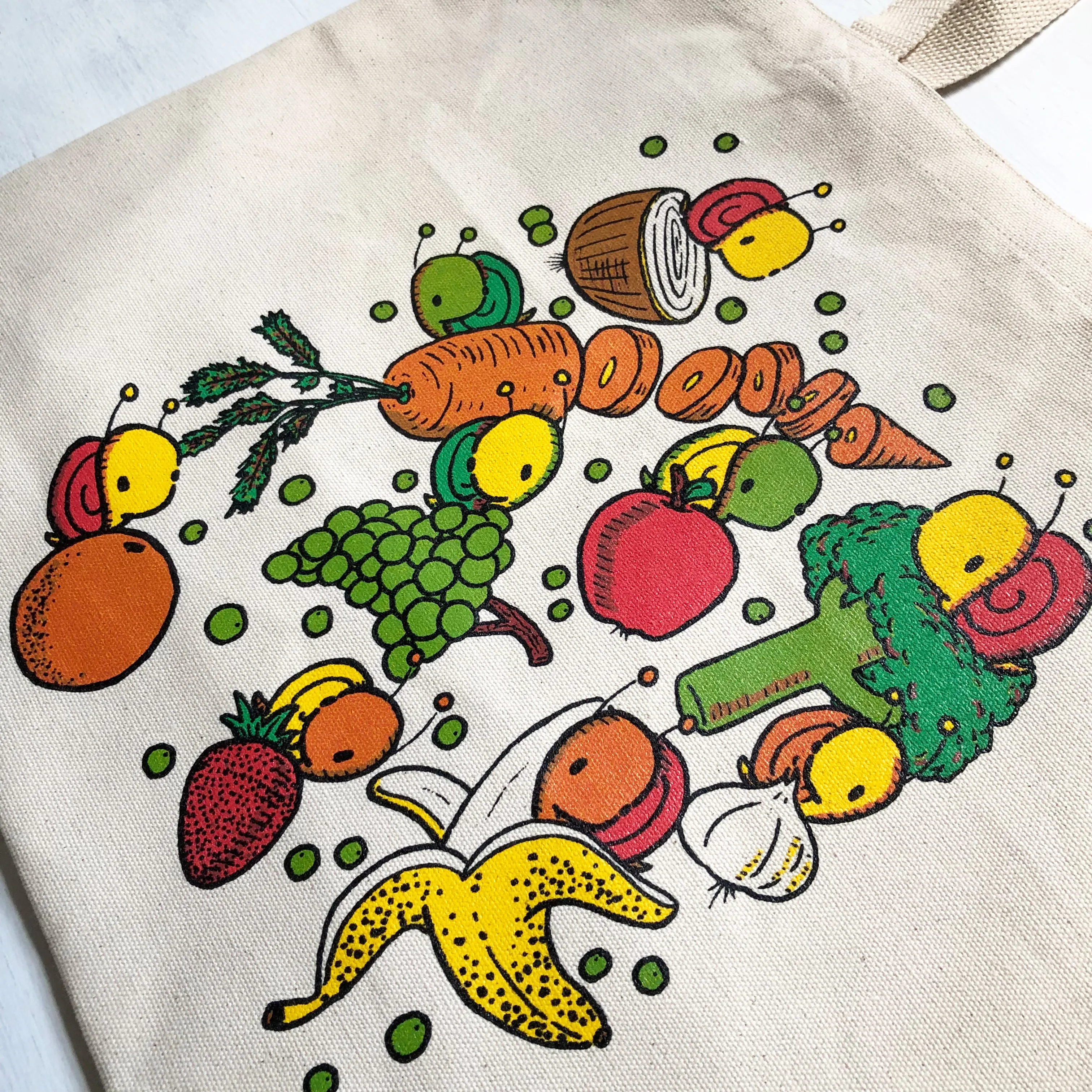 fruits and veggies XL grocery tote bag