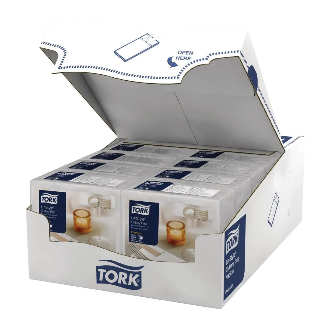 FS375 Tork Premium LinStyle Cutlery Napkins White (Pack of 12 x 50)