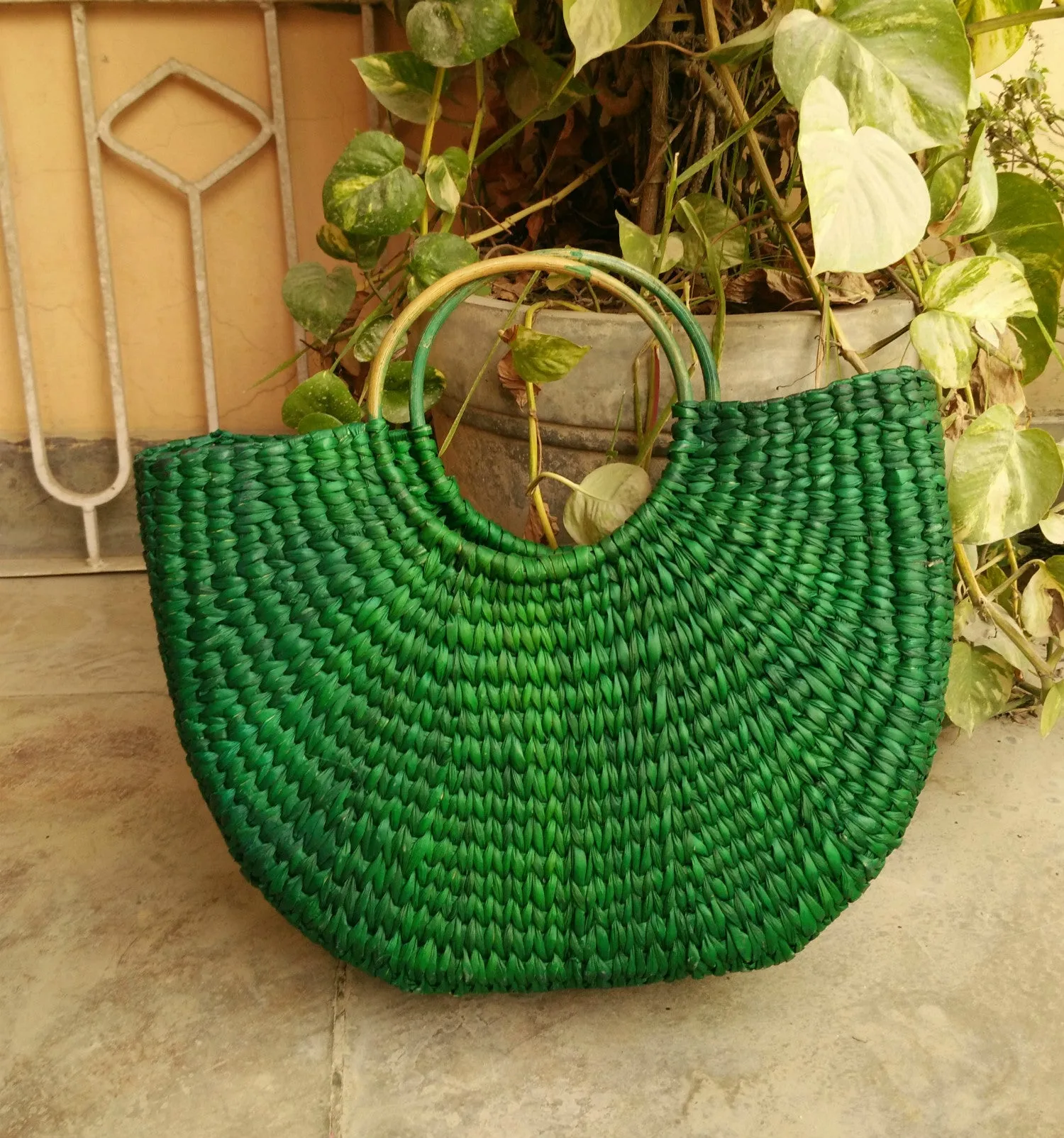 Green Large Handbag - Kouna Craft
