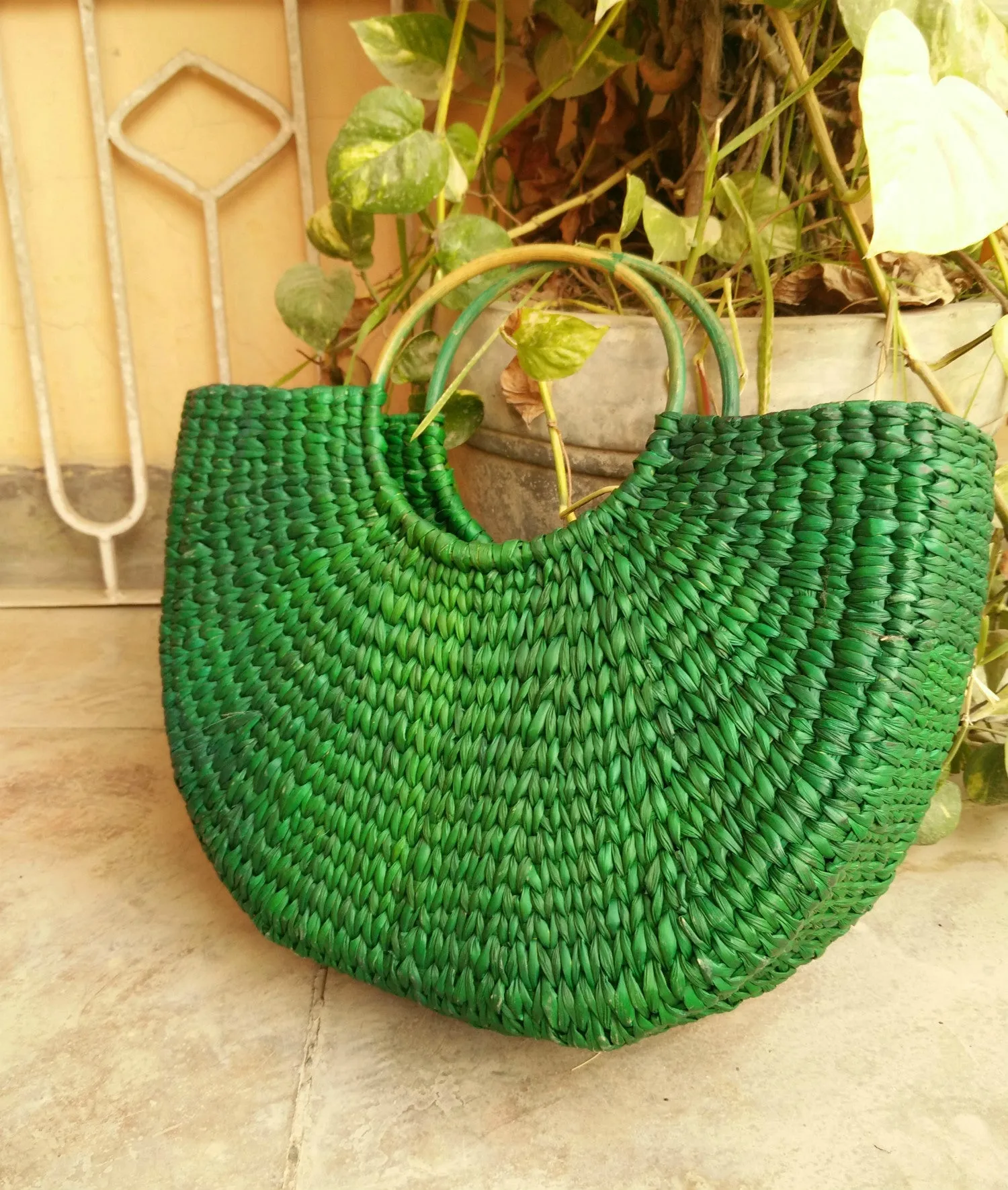 Green Large Handbag - Kouna Craft
