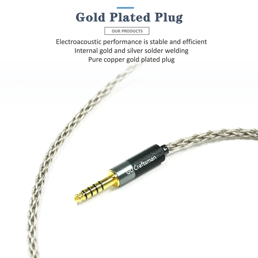 GUCraftsman 6N Single Crystal Silver Headphone Cables For SENNHEISER HD700