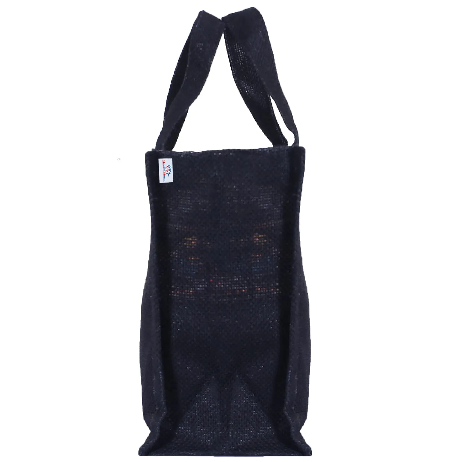 Heart Home Lunch Bag|Reusable Jute Fabric Tote Bag|Do Everything with Love Print Tiffin Carry Hand Bag with Handle for Office,School,Gift,Pack of 4 (Black)