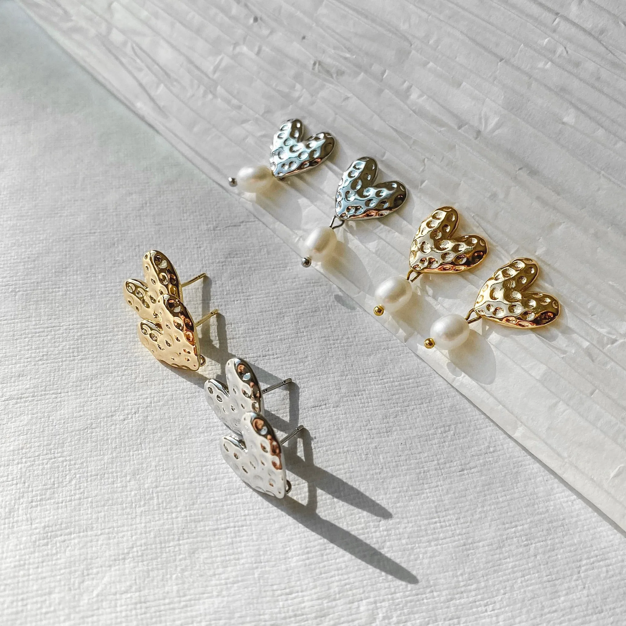 Heart Pearl Drop Earrings