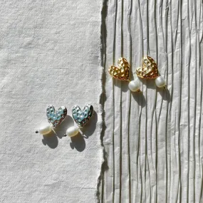 Heart Pearl Drop Earrings