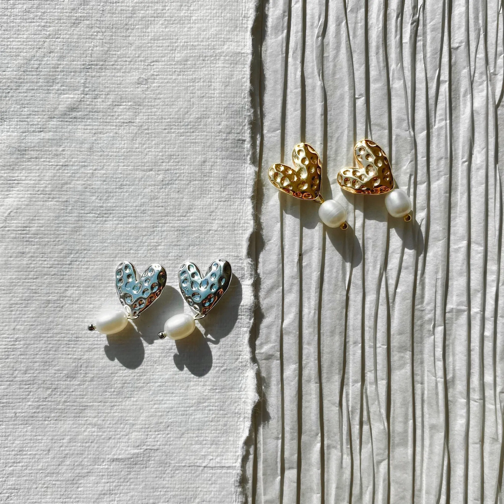 Heart Pearl Drop Earrings