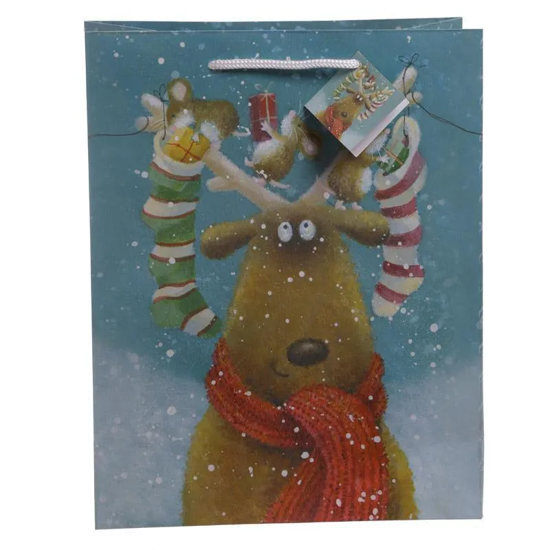 Jan Pashley - Christmas Reindeer Design Gift Bag 26 x 12 x 33cm