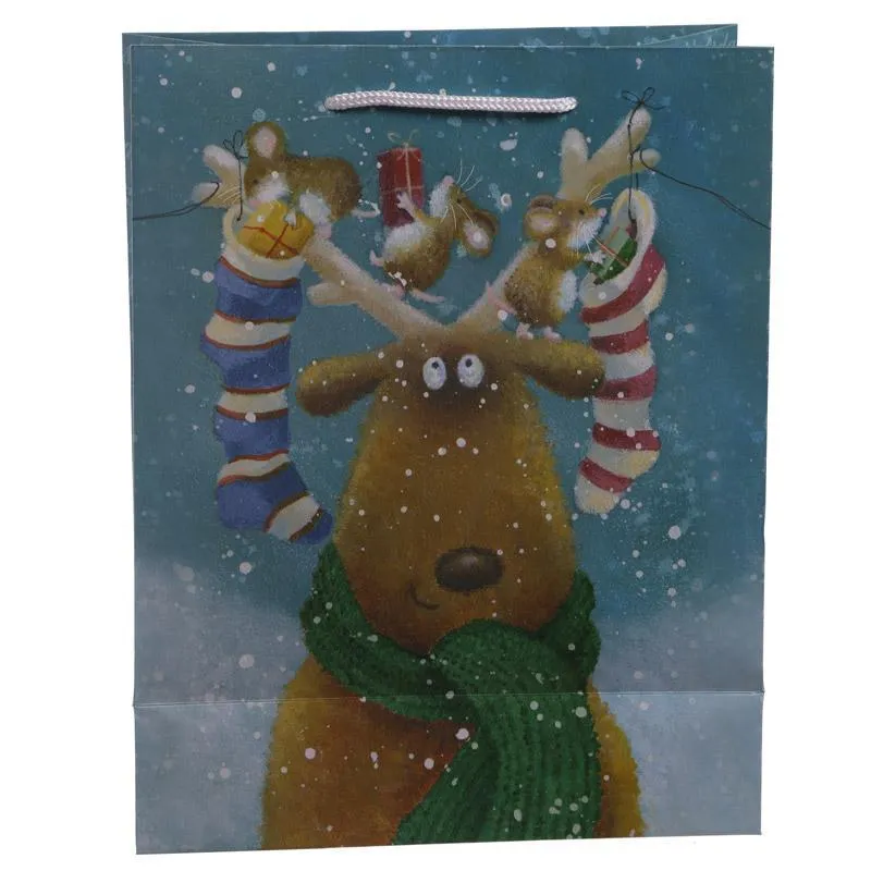 Jan Pashley - Christmas Reindeer Design Gift Bag 26 x 12 x 33cm