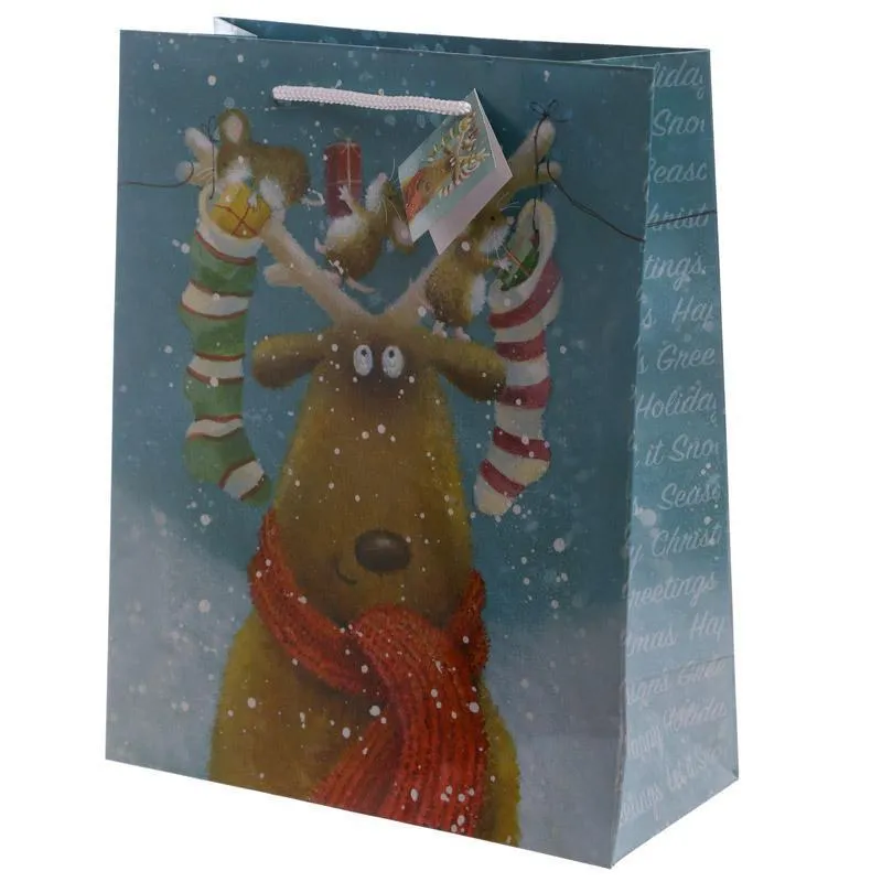 Jan Pashley - Christmas Reindeer Design Gift Bag 26 x 12 x 33cm