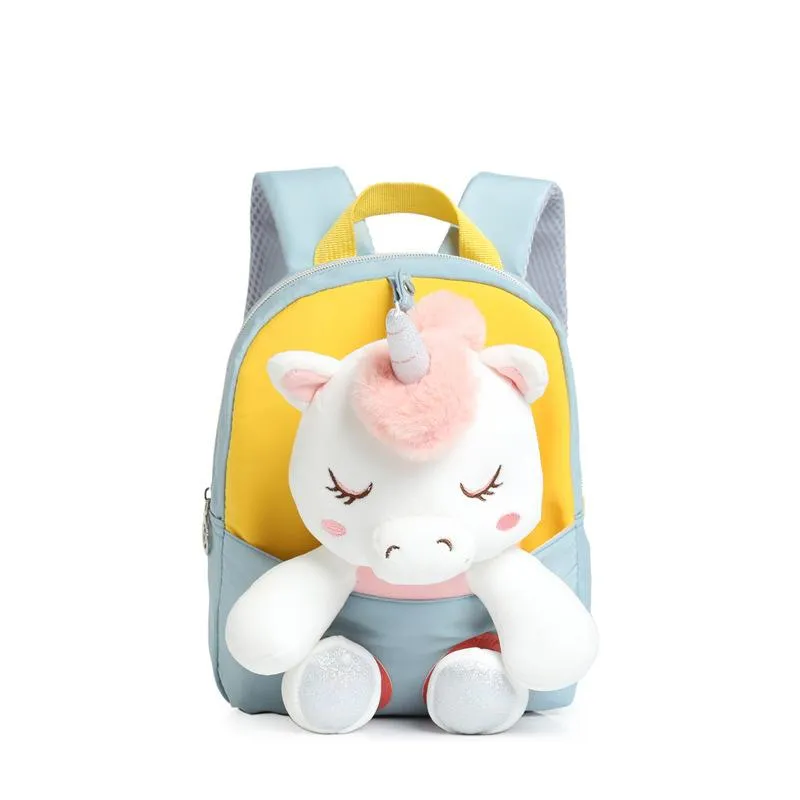 Kids School Bags Kindergarten Cartoon Plush Doll Nylon Unicorn Girls Accessories Wholesale