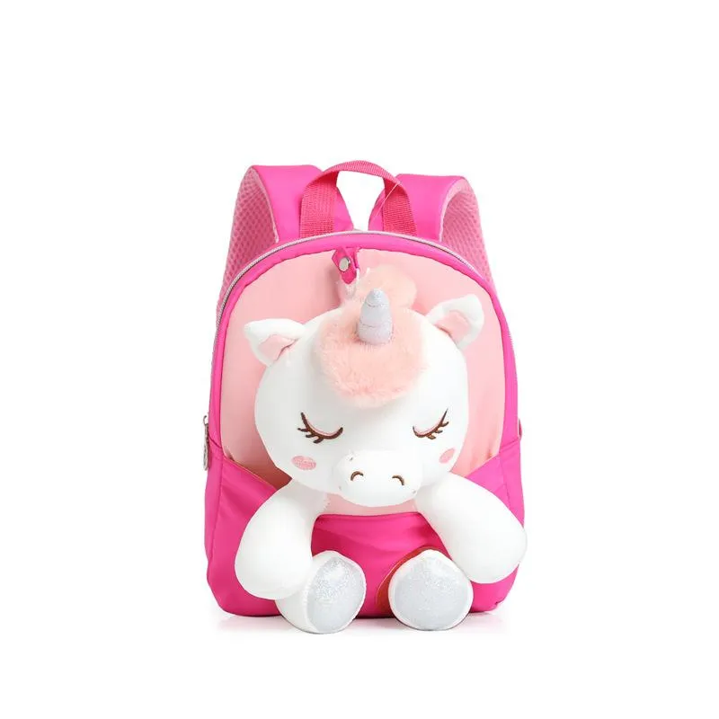 Kids School Bags Kindergarten Cartoon Plush Doll Nylon Unicorn Girls Accessories Wholesale