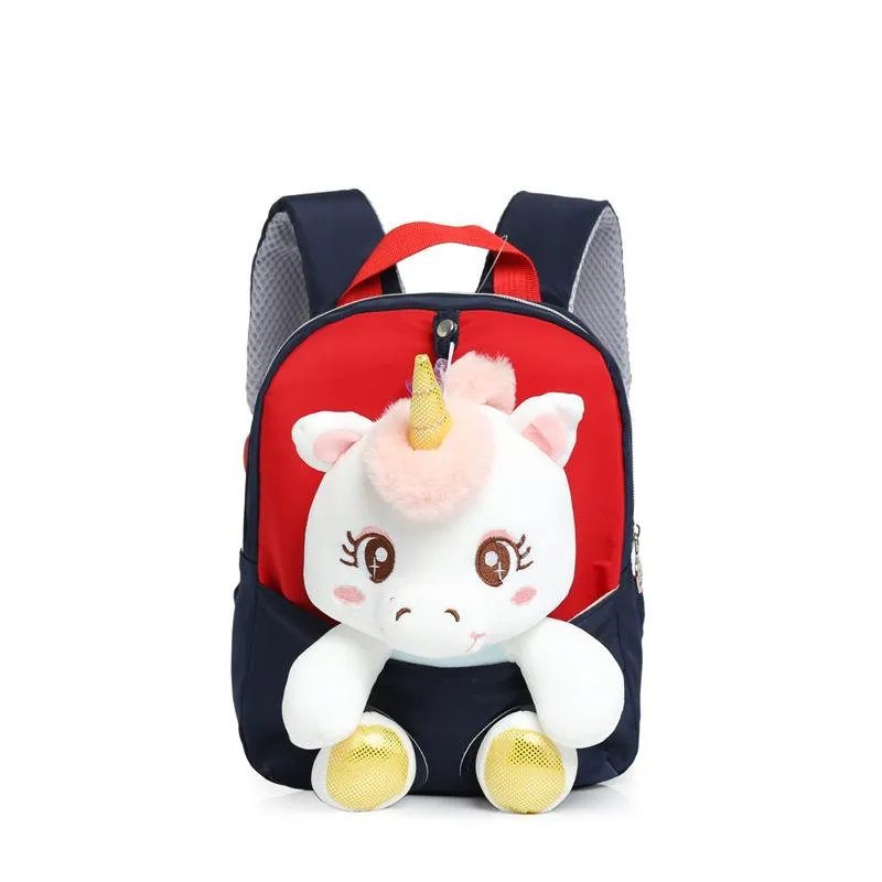 Kids School Bags Kindergarten Cartoon Plush Doll Nylon Unicorn Girls Accessories Wholesale
