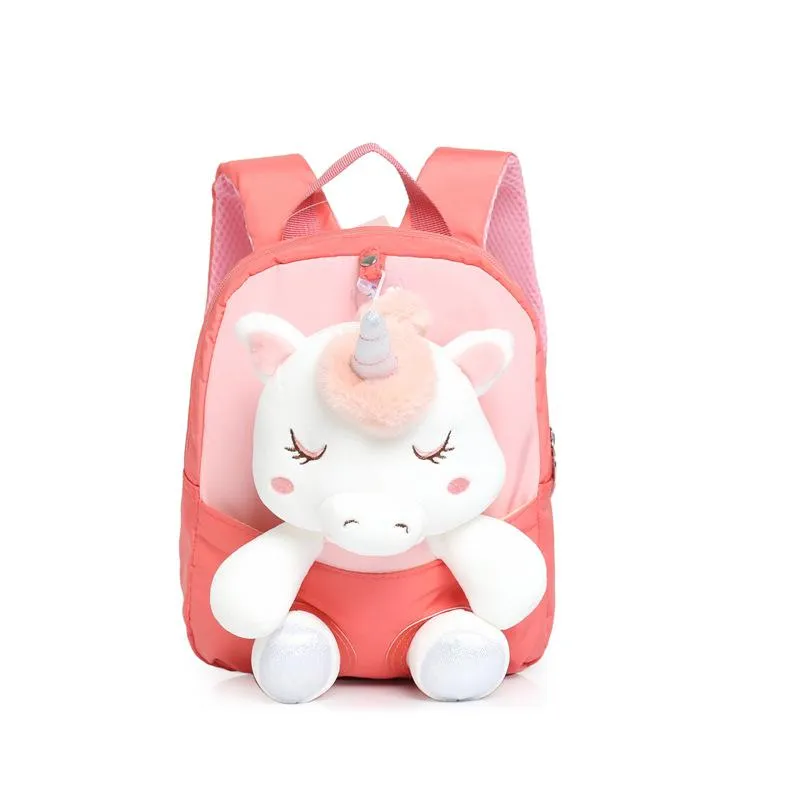 Kids School Bags Kindergarten Cartoon Plush Doll Nylon Unicorn Girls Accessories Wholesale