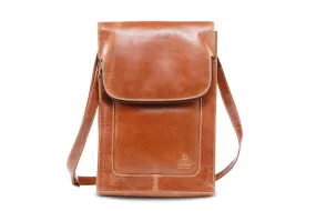 Large Women Men Real Vintage Tan Leather Messenger Shoulder Cross Body Bag