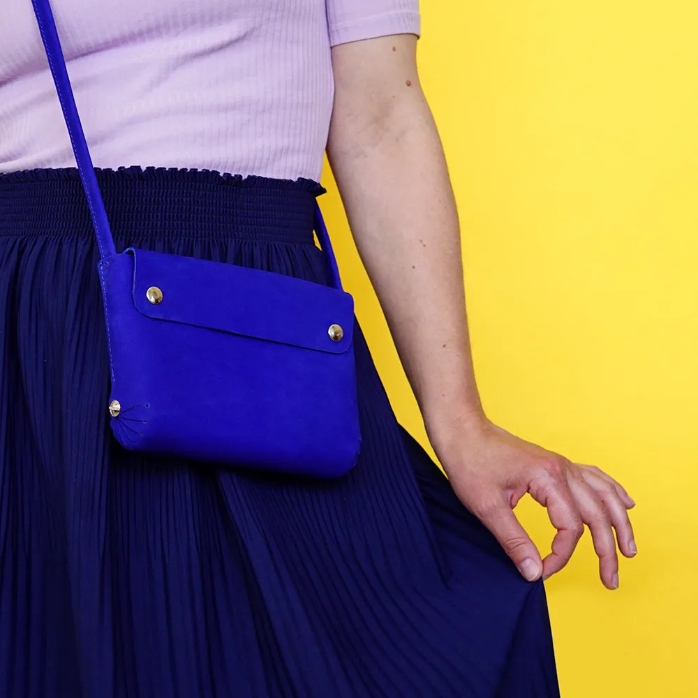 Leather handbag BIO kobalt