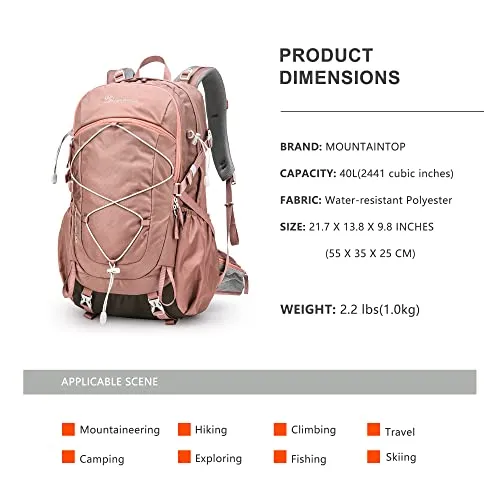 MOUNTAINTOP 40L Hiking Backpack for Women Outdoor Backpack