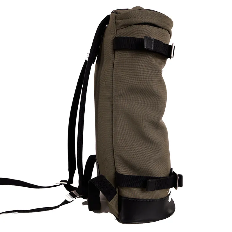 NEW $1090 SAINT LAURENT Army Khaki Green RIVINGTON Black Leather BACKPACK BAG