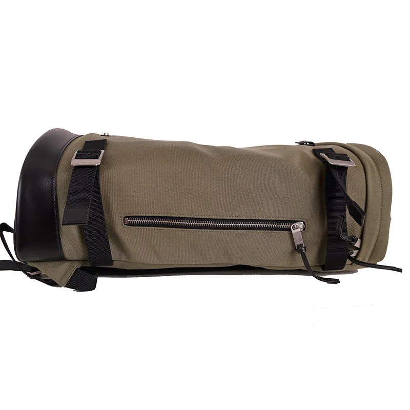 NEW $1090 SAINT LAURENT Army Khaki Green RIVINGTON Black Leather BACKPACK BAG