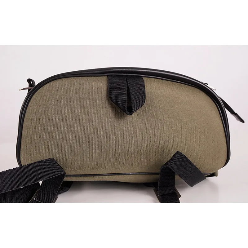 NEW $1090 SAINT LAURENT Army Khaki Green RIVINGTON Black Leather BACKPACK BAG
