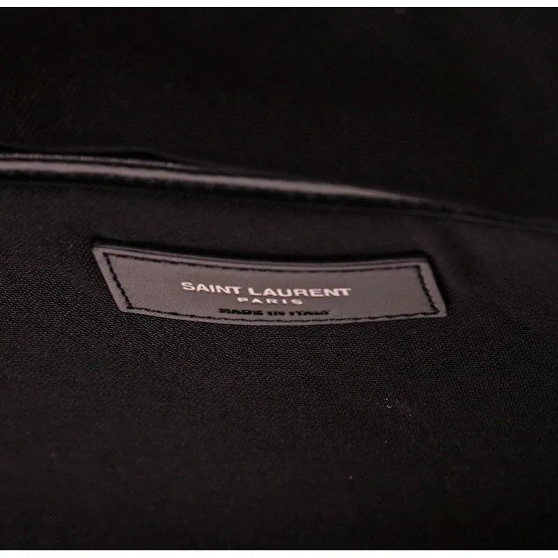 NEW $1090 SAINT LAURENT Army Khaki Green RIVINGTON Black Leather BACKPACK BAG