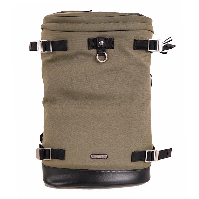 NEW $1090 SAINT LAURENT Army Khaki Green RIVINGTON Black Leather BACKPACK BAG
