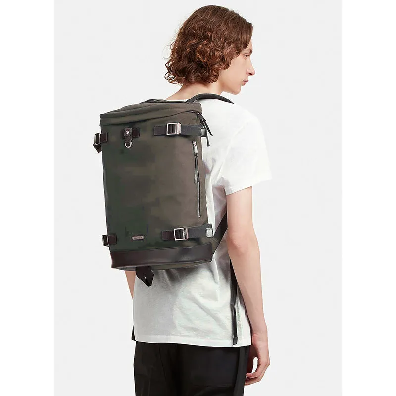 NEW $1090 SAINT LAURENT Army Khaki Green RIVINGTON Black Leather BACKPACK BAG
