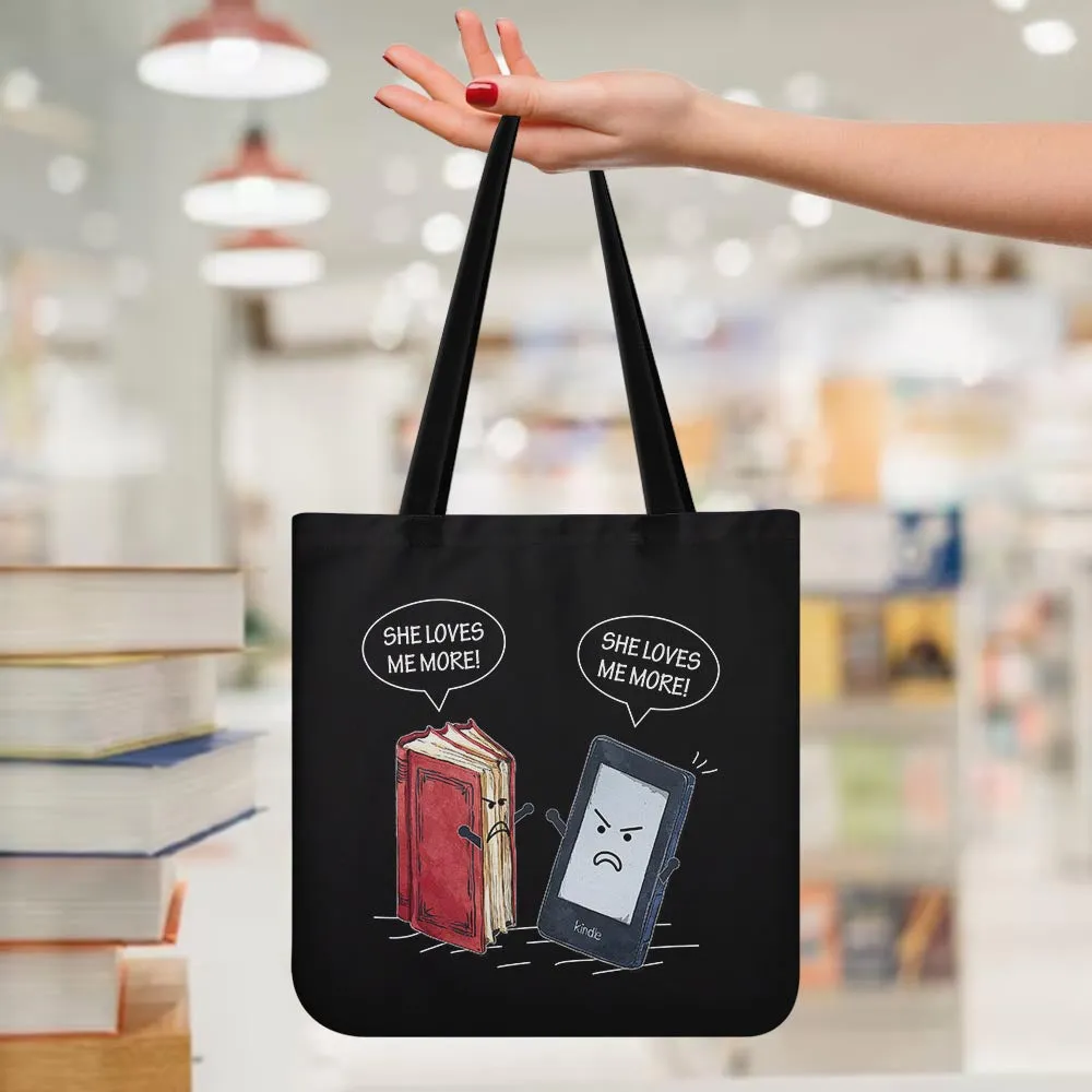 Paper Books E-Books She Loves Me More Tote Bag TBF2006